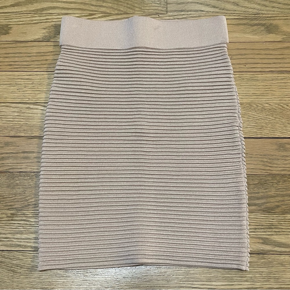 TORN BY RONNY KOBO Beige Bodycon Bandage Nude Tan Stretch Mini Skirt